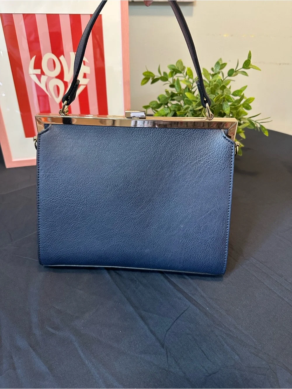 Dune London Pink and Navy Colorblock Top Handle Satchel